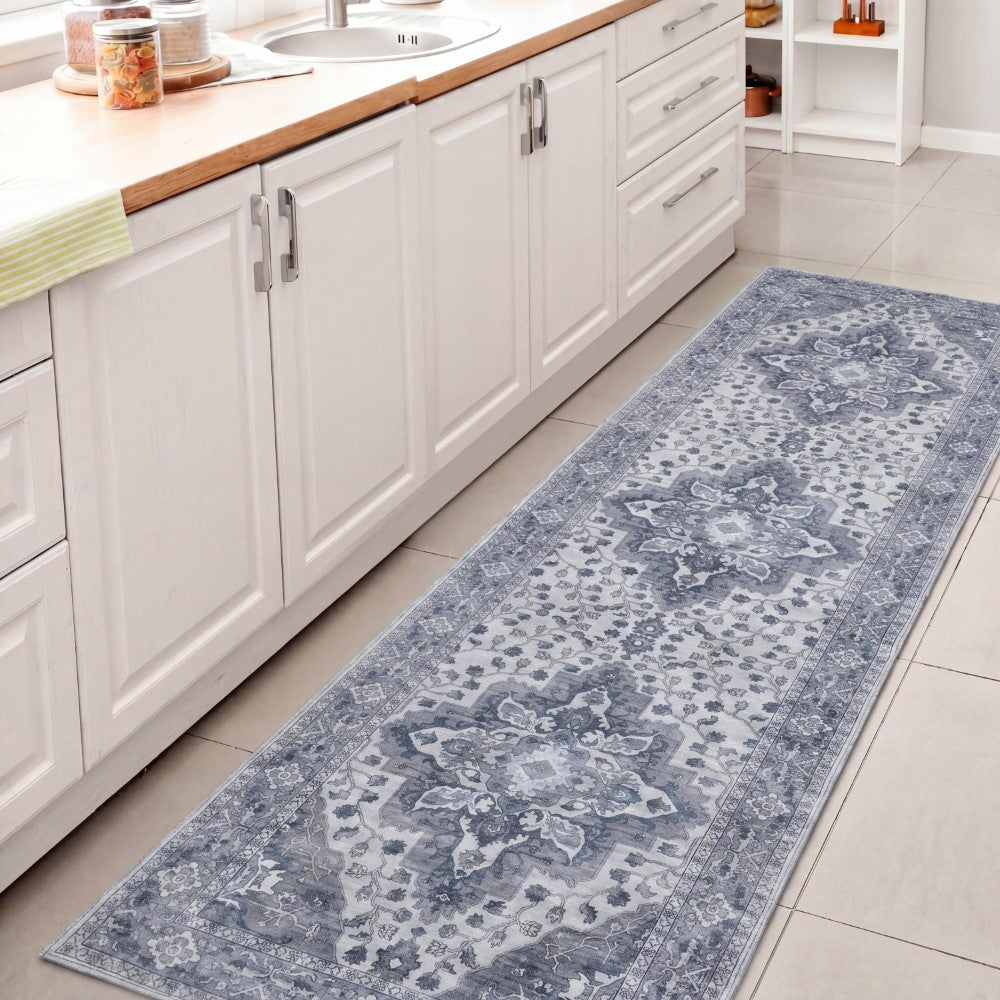 Lunara Boho Medallion Border Non-slip Machine-washable Area Rug