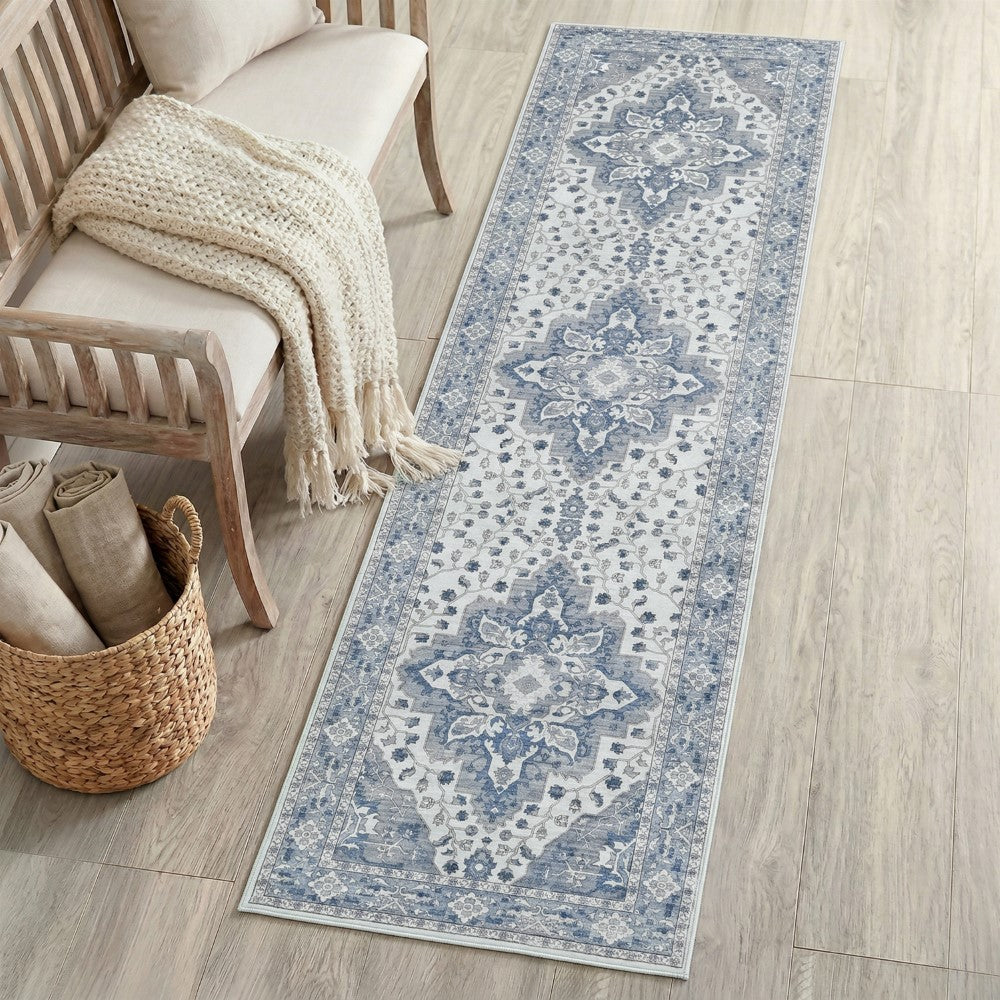 Lunara Boho Medallion Border Non-slip Machine-washable Area Rug