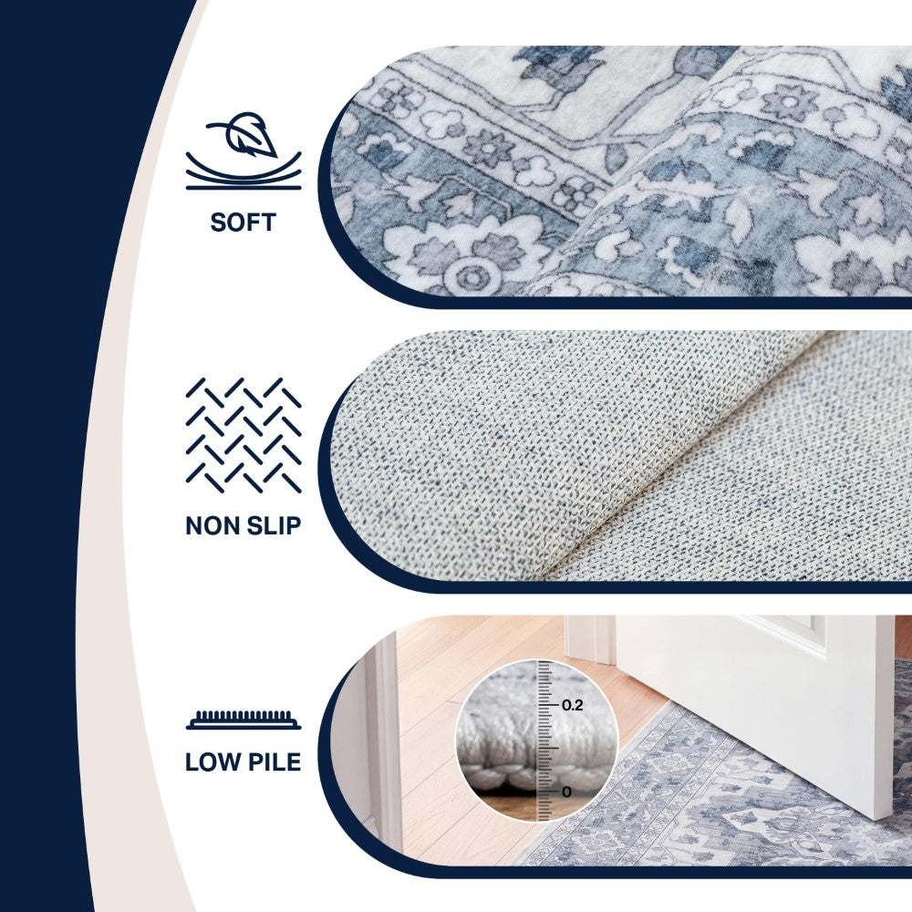 Lunara Boho Medallion Border Non-slip Machine-washable Area Rug