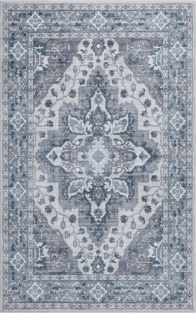 Lunara Boho Medallion Border Non-slip Machine-washable Area Rug