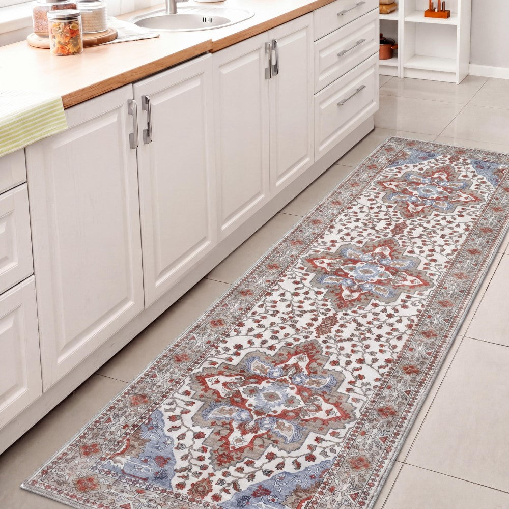 Lunara Boho Medallion Border Non-slip Machine-washable Area Rug
