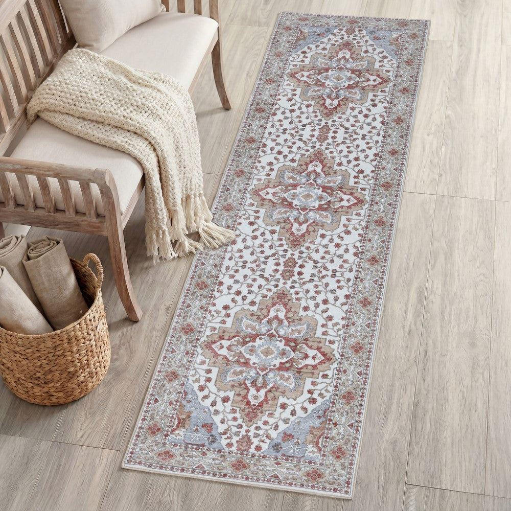 Lunara Boho Medallion Border Non-slip Machine-washable Area Rug