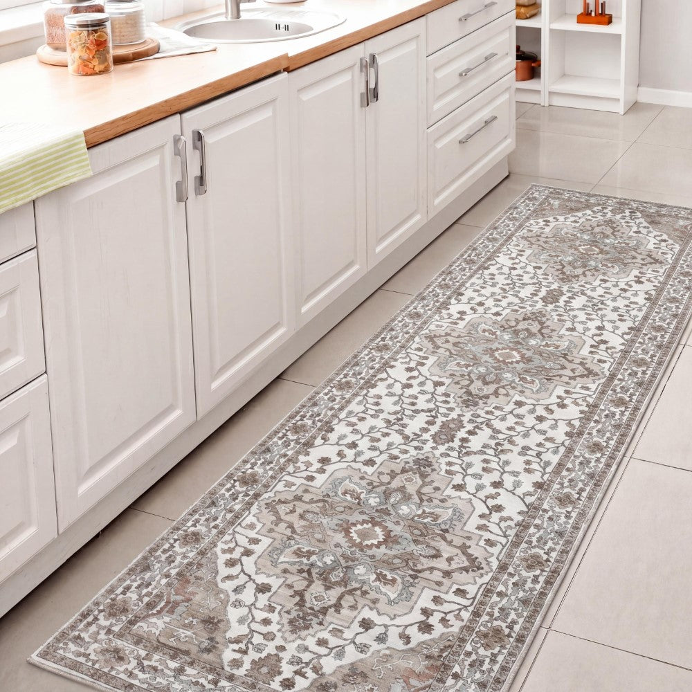Lunara Boho Medallion Border Non-slip Machine-washable Area Rug