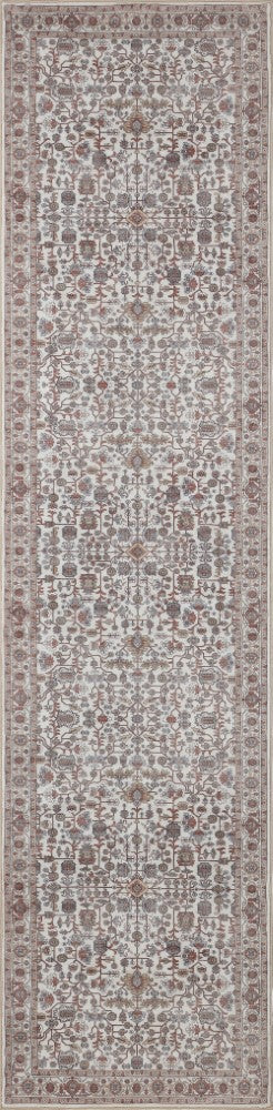 Solmere Medallion All-over Floral Border Non-slip Machine-washable Area Rug