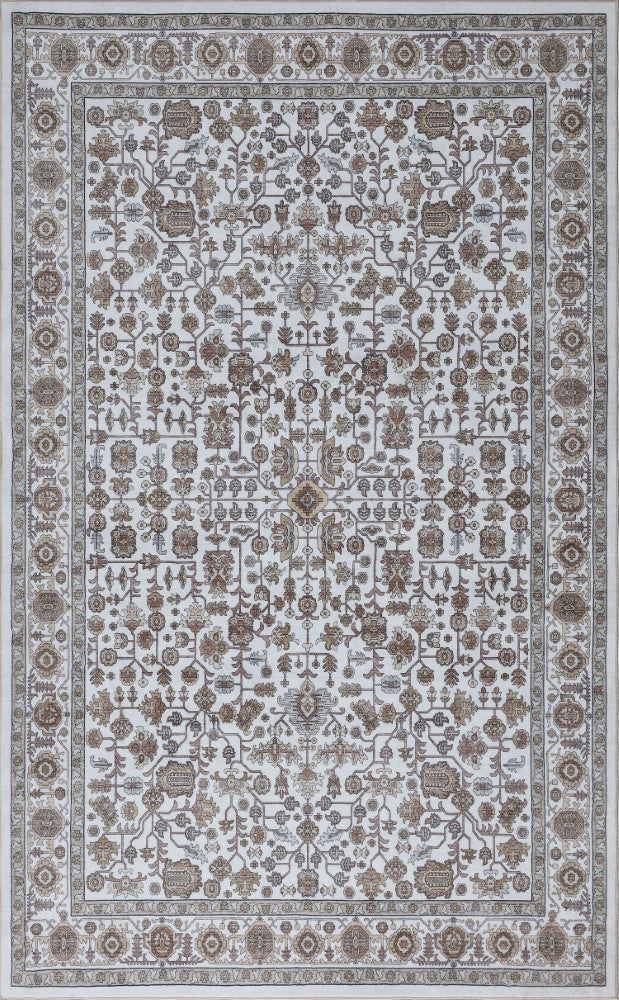 Solmere Medallion All-over Floral Border Non-slip Machine-washable Area Rug