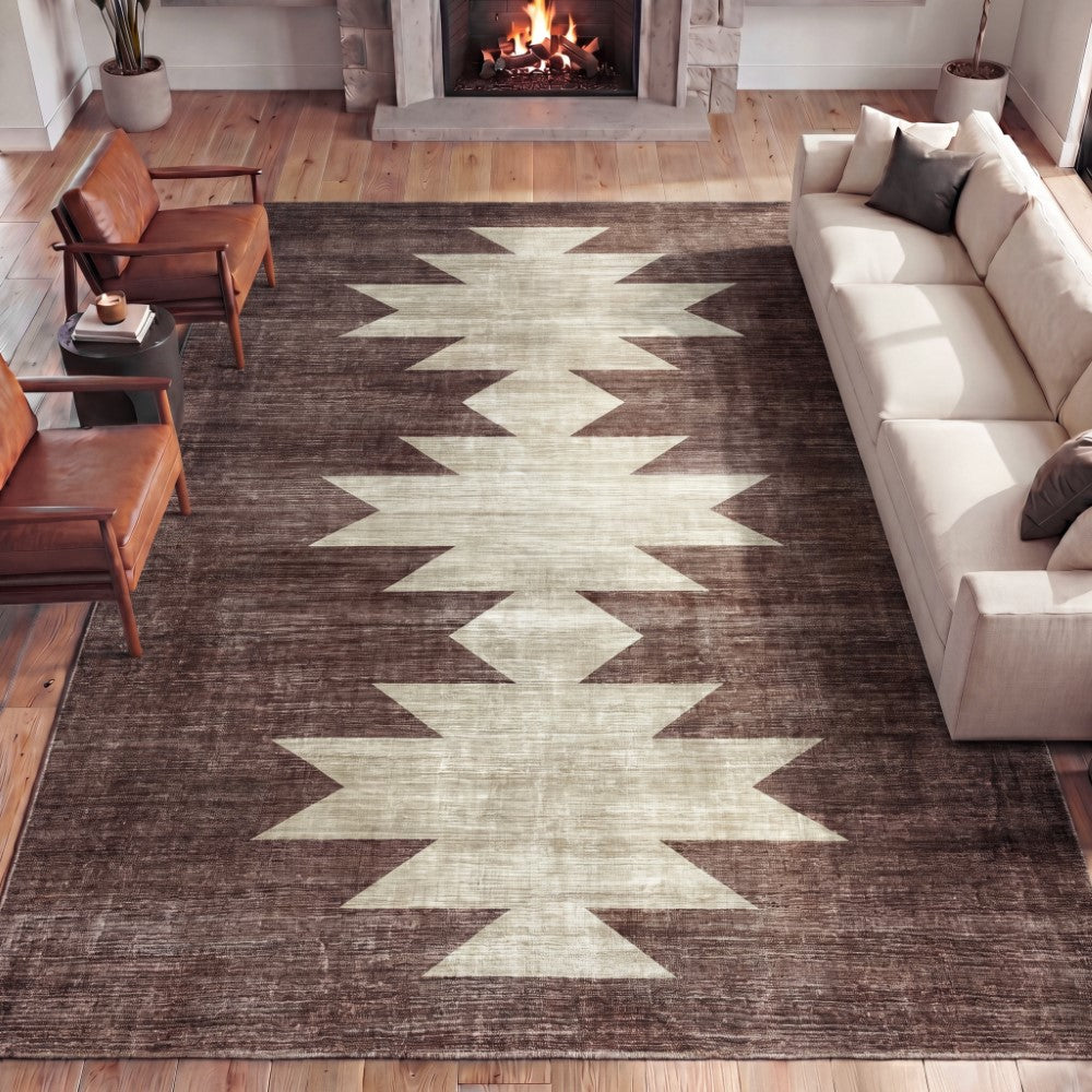 Norvale Minimalist Geometric Totem Non-slip Machine-washable Area Rug