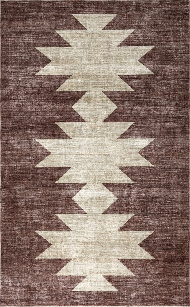 Norvale Minimalist Geometric Totem Non-slip Machine-washable Area Rug