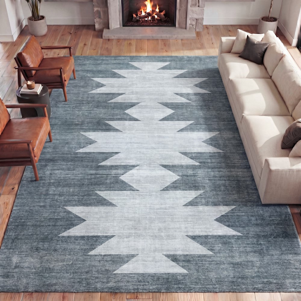 Norvale Minimalist Geometric Totem Non-slip Machine-washable Area Rug
