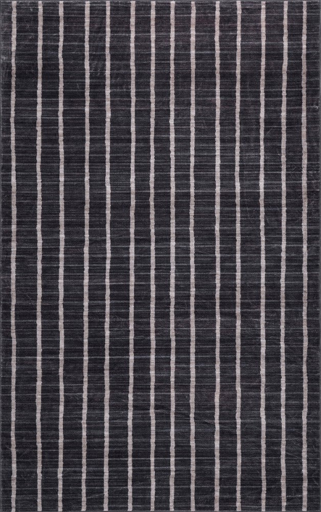 Mirelle Distressed Ticking Stripe Non-slip Machine-washable Area Rug