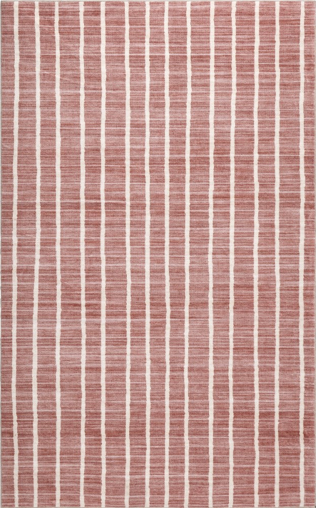 Mirelle Distressed Ticking Stripe Non-slip Machine-washable Area Rug