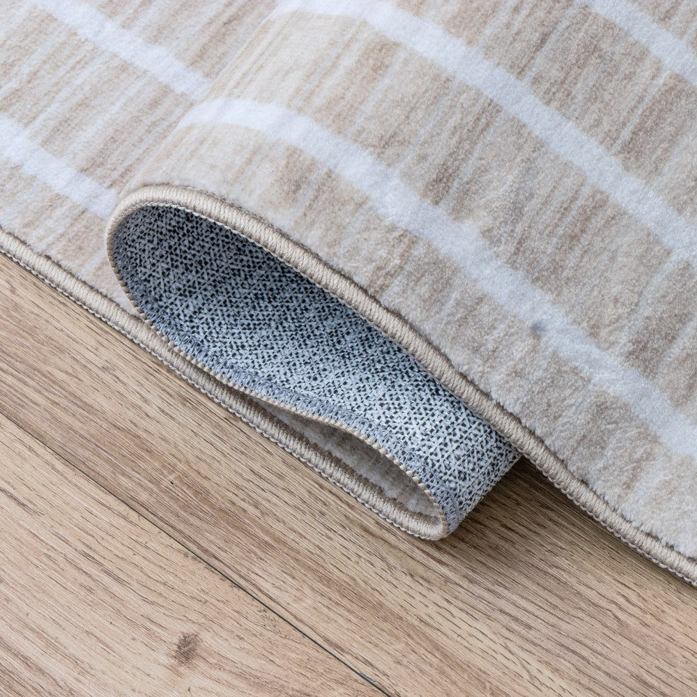 Mirelle Distressed Ticking Stripe Non-slip Machine-washable Area Rug