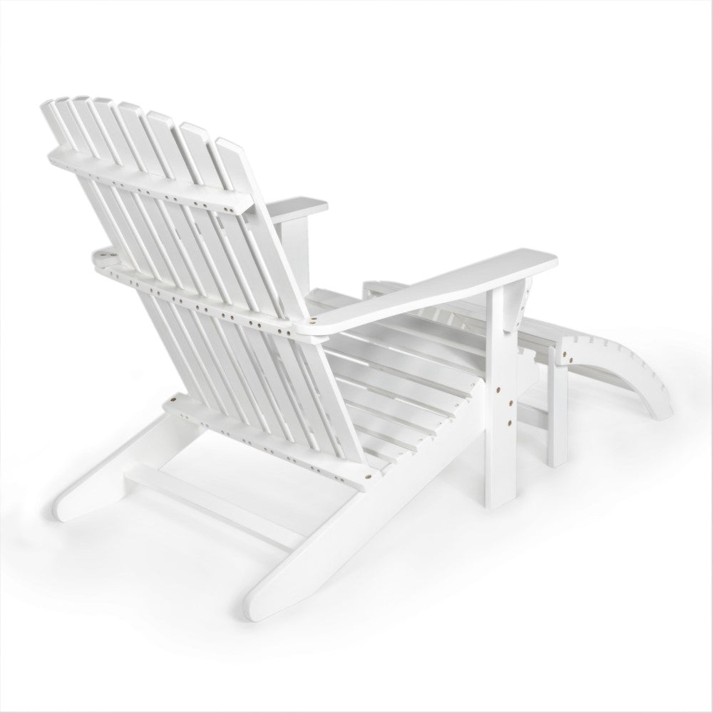 Eucalyptus 2-Piece Traditional Rustic Acacia Wood Adirondack Chair with Detachable Ottoman