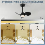 Albini 22" Contemporary Minimalist 6-Speed Metal Mobile-App/Remote-Controlled Dimmable Smart Integrated LED Ceiling Fan