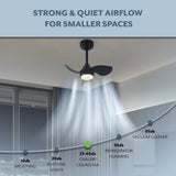 Albini 22" Contemporary Minimalist 6-Speed Metal Mobile-App/Remote-Controlled Dimmable Smart Integrated LED Ceiling Fan