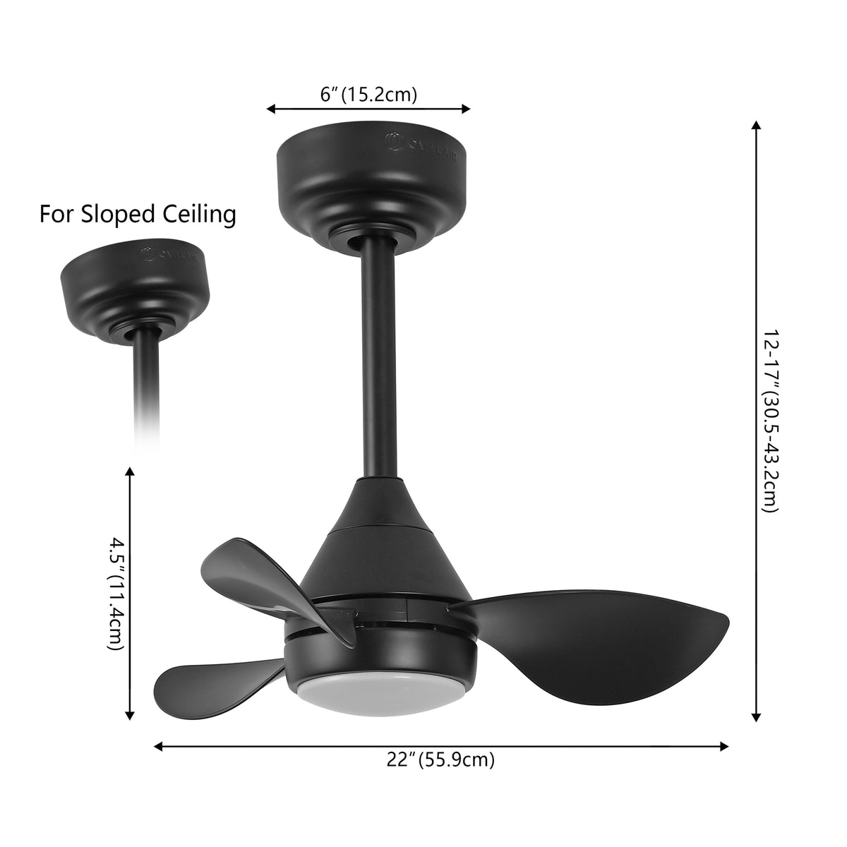 Albini 22" Contemporary Minimalist 6-Speed Metal Mobile-App/Remote-Controlled Dimmable Smart Integrated LED Ceiling Fan