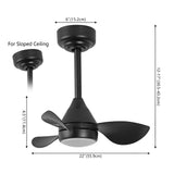 Albini 22" Contemporary Minimalist 6-Speed Metal Mobile-App/Remote-Controlled Dimmable Smart Integrated LED Ceiling Fan