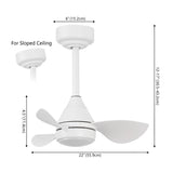 Albini 22" Contemporary Minimalist 6-Speed Metal Mobile-App/Remote-Controlled Dimmable Smart Integrated LED Ceiling Fan