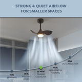 Albini 22" Contemporary Minimalist 6-Speed Metal Mobile-App/Remote-Controlled Dimmable Smart Integrated LED Ceiling Fan
