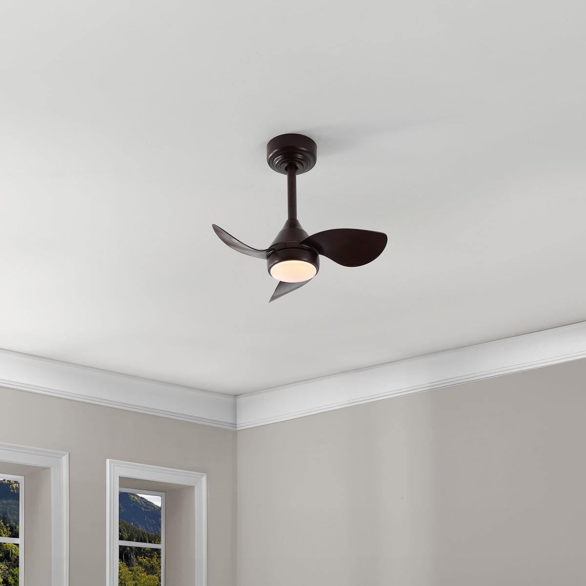 Albini 22" Contemporary Minimalist 6-Speed Metal Mobile-App/Remote-Controlled Dimmable Smart Integrated LED Ceiling Fan