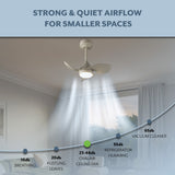 Albini 22" Contemporary Minimalist 6-Speed Metal Mobile-App/Remote-Controlled Dimmable Smart Integrated LED Ceiling Fan