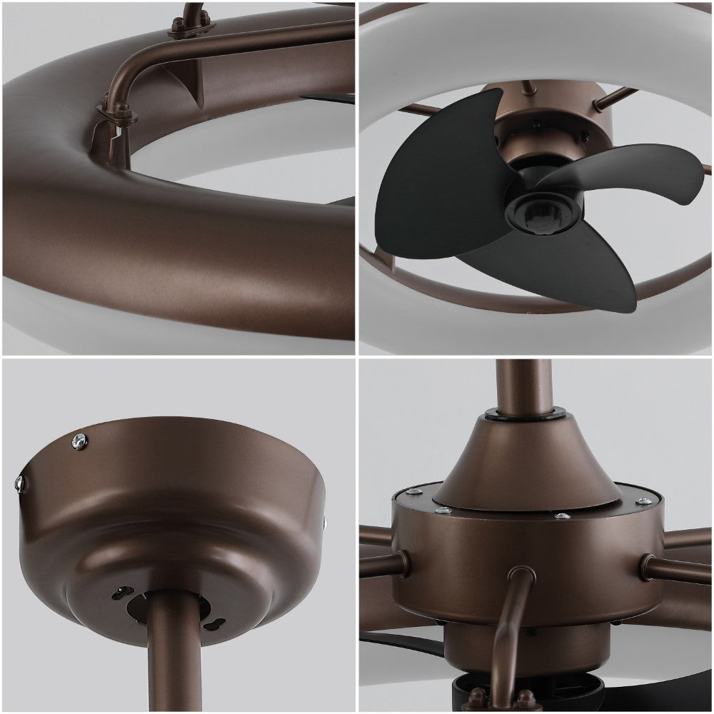 Bhavu 21.5" Contemporary Minimalist 3-Speed Metal Mobile-App/Remote-Controlled Dimmable Smart Integrated LED Ceiling Fan
