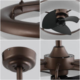Bhavu 21.5" Contemporary Minimalist 3-Speed Metal Mobile-App/Remote-Controlled Dimmable Smart Integrated LED Ceiling Fan