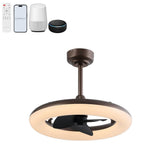 Bhavu 21.5" Contemporary Minimalist 3-Speed Metal Mobile-App/Remote-Controlled Dimmable Smart Integrated LED Ceiling Fan