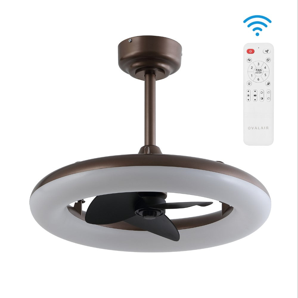 Bhavu 21.5" Contemporary Minimalist 3-Speed Metal Mobile-App/Remote-Controlled Dimmable Smart Integrated LED Ceiling Fan