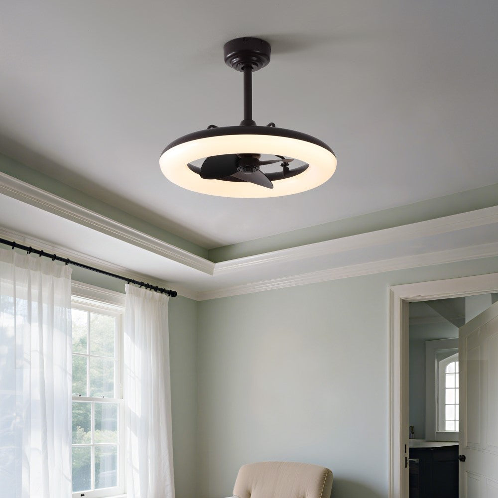 Bhavu 21.5" Contemporary Minimalist 3-Speed Metal Mobile-App/Remote-Controlled Dimmable Smart Integrated LED Ceiling Fan