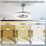 Bhavu 21.5" Contemporary Minimalist 3-Speed Metal Mobile-App/Remote-Controlled Dimmable Smart Integrated LED Ceiling Fan