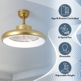 Trina 20" Modern Contemporary 6-Speed Metal Mobile-App/Remote-Controlled Dimmable Smart Integrated LED Ceiling Fan