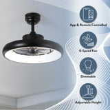 Trina 20" Modern Contemporary 6-Speed Metal Mobile-App/Remote-Controlled Dimmable Smart Integrated LED Ceiling Fan