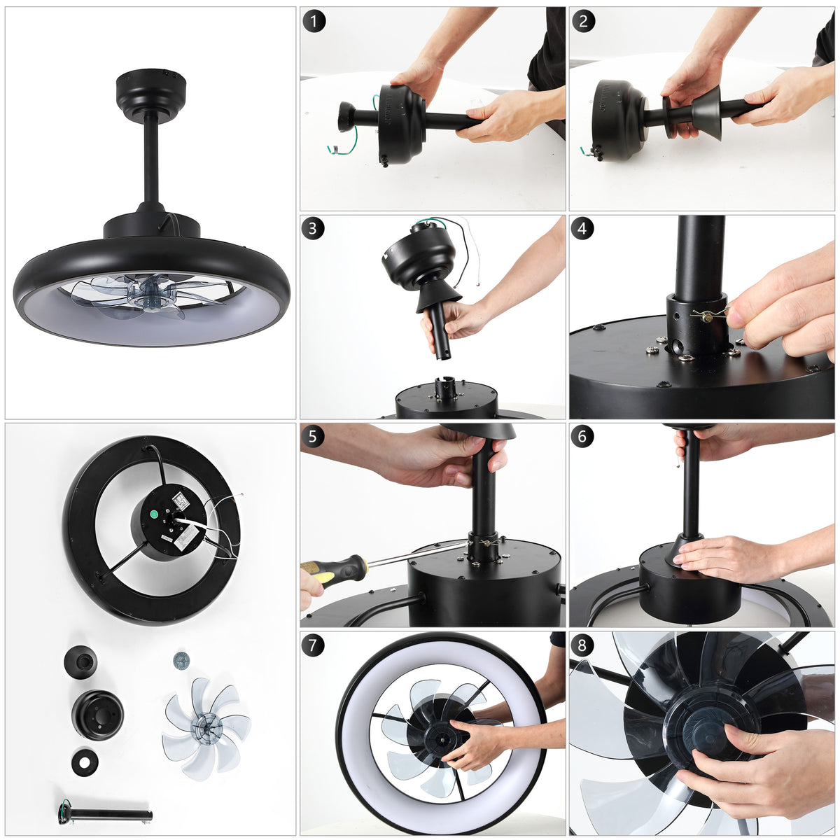Trina 20" Modern Contemporary 6-Speed Metal Mobile-App/Remote-Controlled Dimmable Smart Integrated LED Ceiling Fan