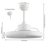 Trina 20" Modern Contemporary 6-Speed Metal Mobile-App/Remote-Controlled Dimmable Smart Integrated LED Ceiling Fan