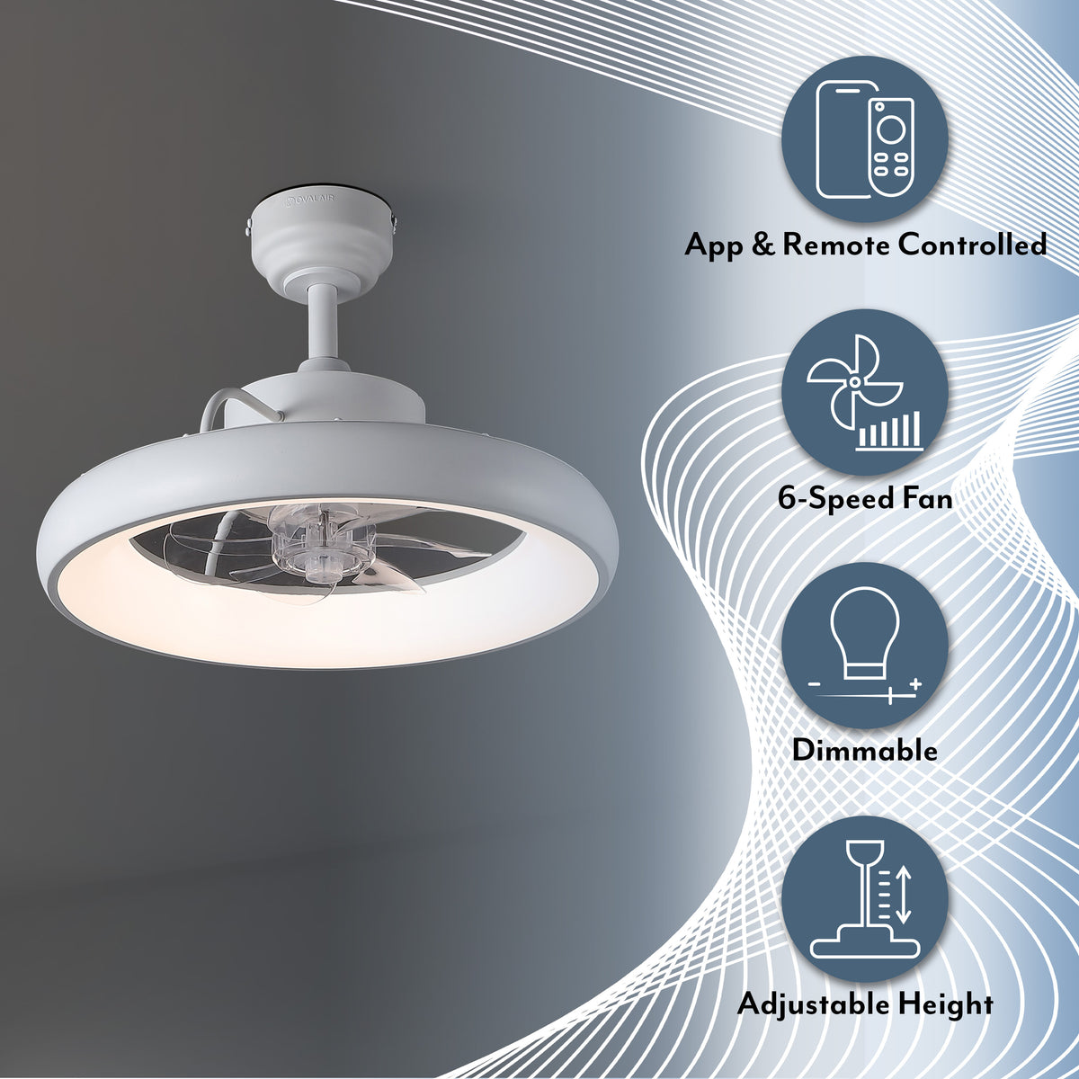 Trina 20" Modern Contemporary 6-Speed Metal Mobile-App/Remote-Controlled Dimmable Smart Integrated LED Ceiling Fan