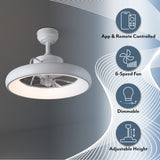 Trina 20" Modern Contemporary 6-Speed Metal Mobile-App/Remote-Controlled Dimmable Smart Integrated LED Ceiling Fan