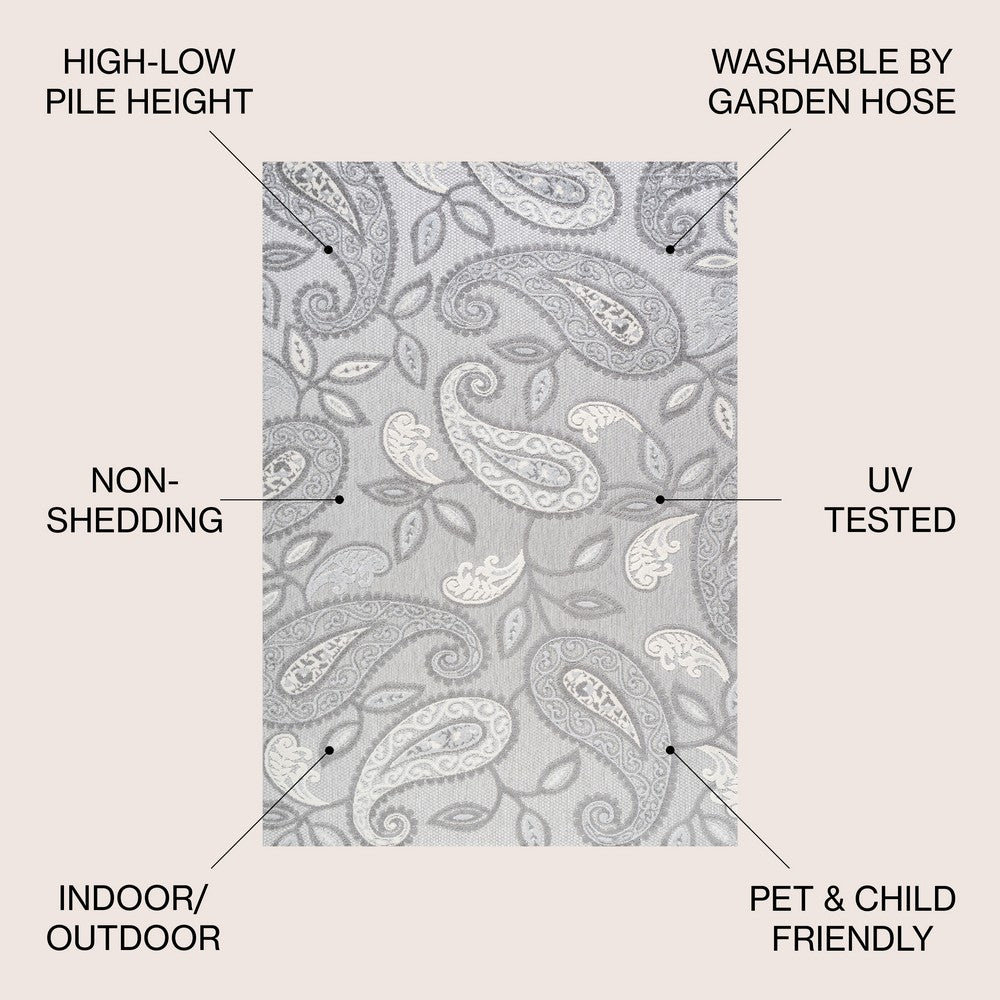 Auckland Julien Paisley High-Low Indoor/Outdoor Area Rug