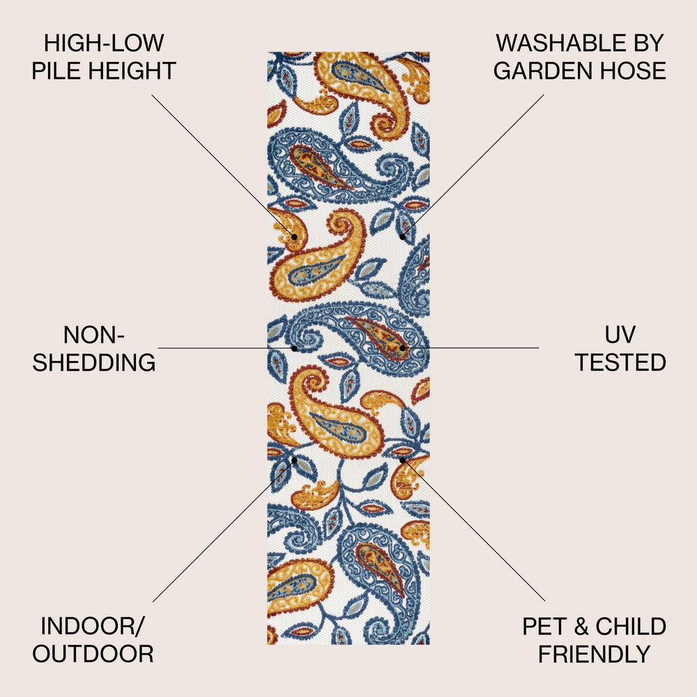 Auckland Julien Paisley High-Low Indoor/Outdoor Area Rug