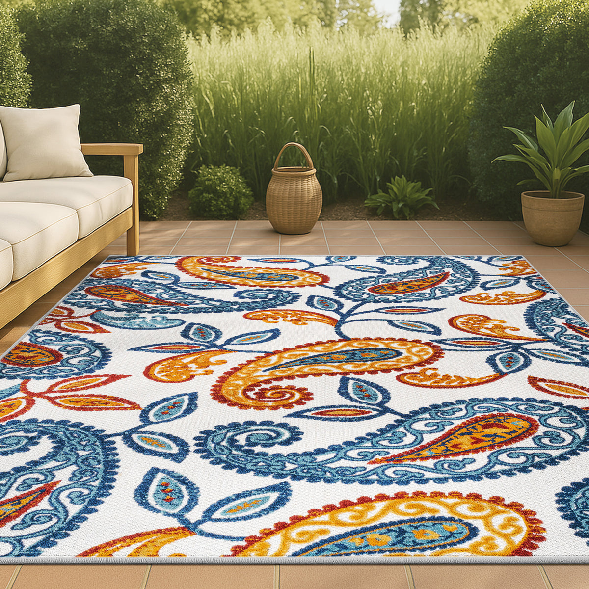 Auckland Julien Paisley High-Low Indoor/Outdoor Area Rug
