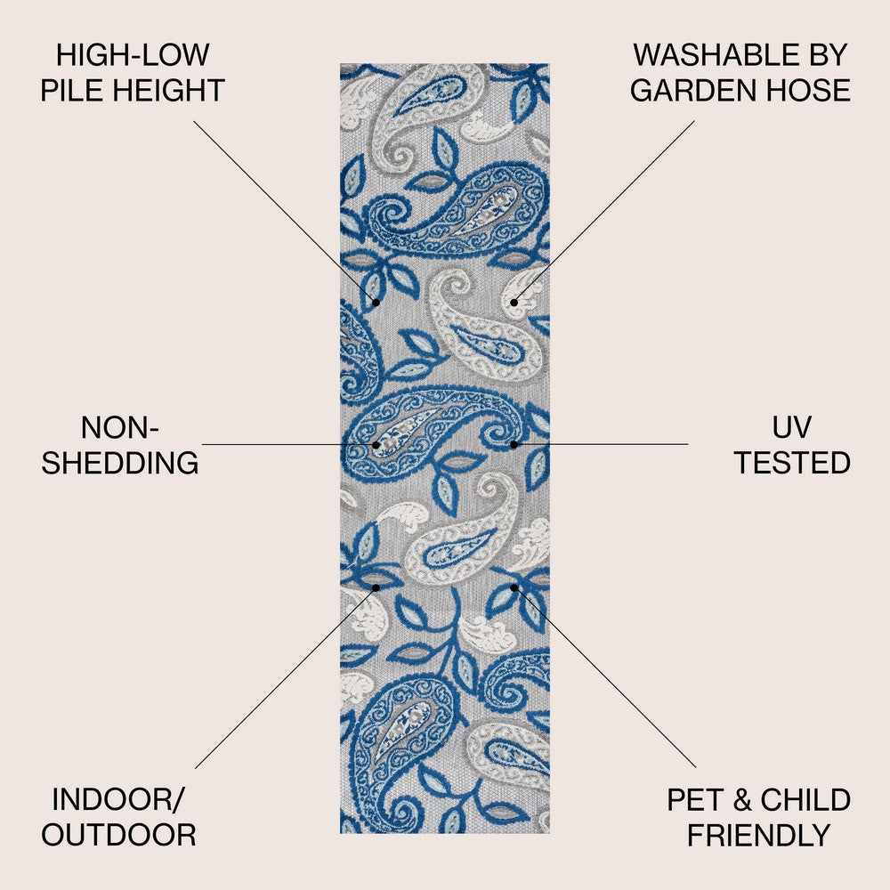 Auckland Julien Paisley High-Low Indoor/Outdoor Area Rug