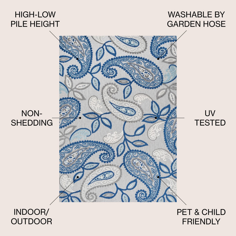 Auckland Julien Paisley High-Low Indoor/Outdoor Area Rug