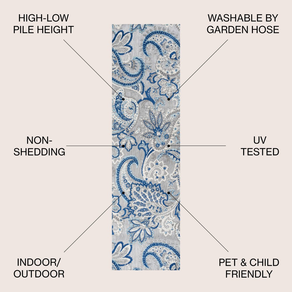 Christchurch Gordes Paisley High-Low Indoor/Outdoor Area Rug