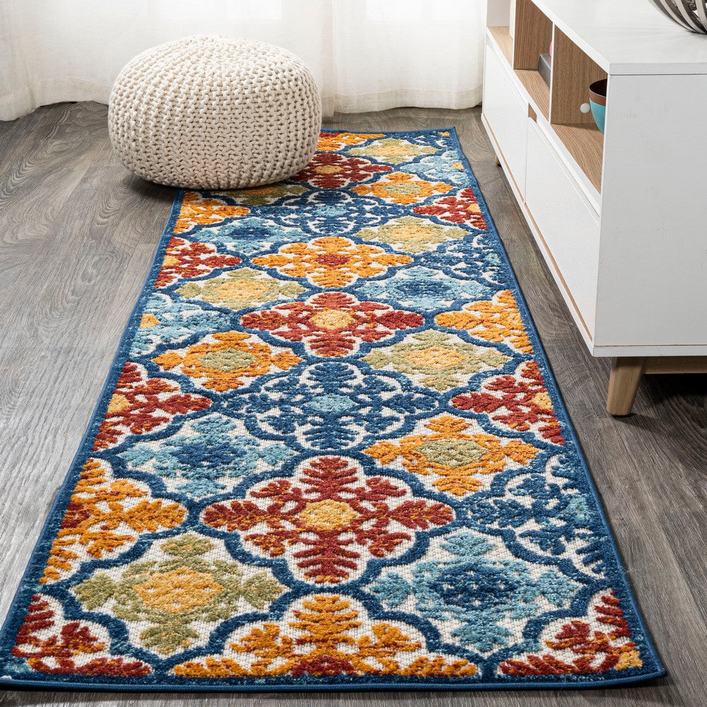 Hamilton Cassis Ornate Ogee Trellis Indoor/Outdoor Area Rug