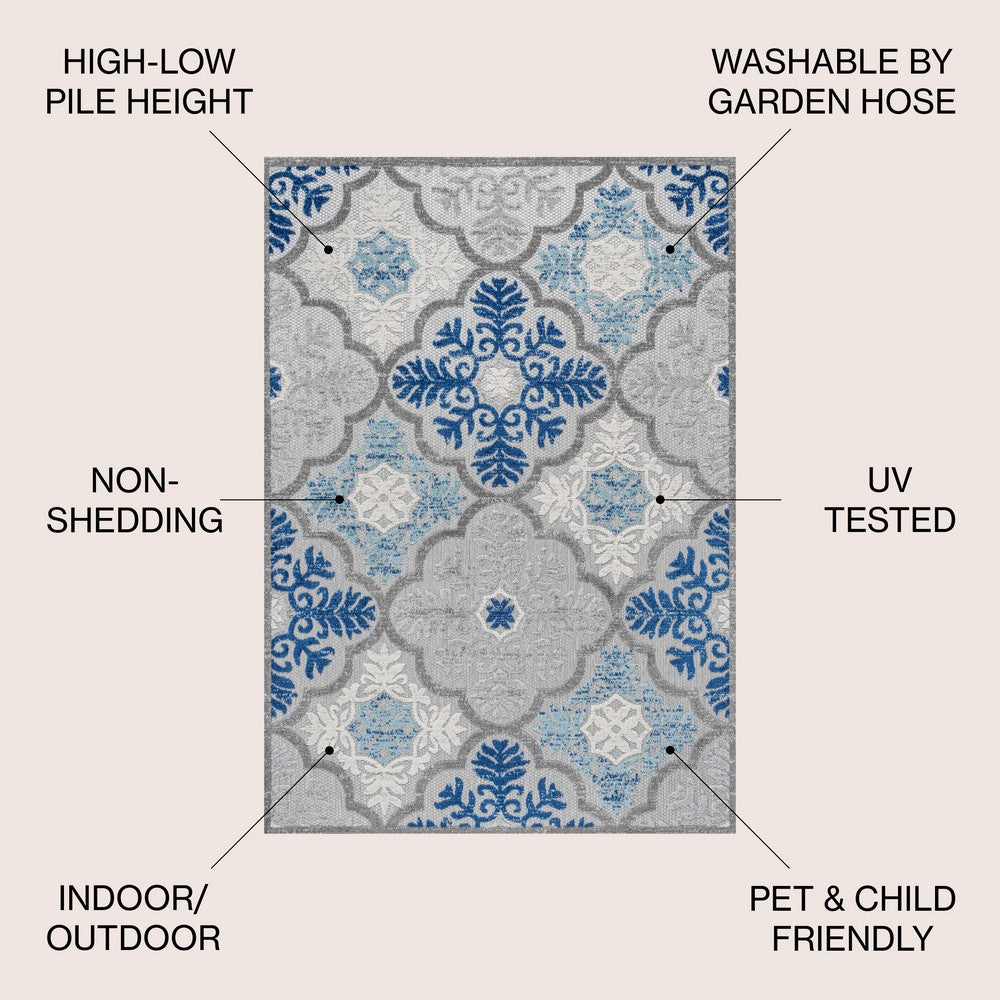 Hamilton Cassis Ornate Ogee Trellis Indoor/Outdoor Area Rug