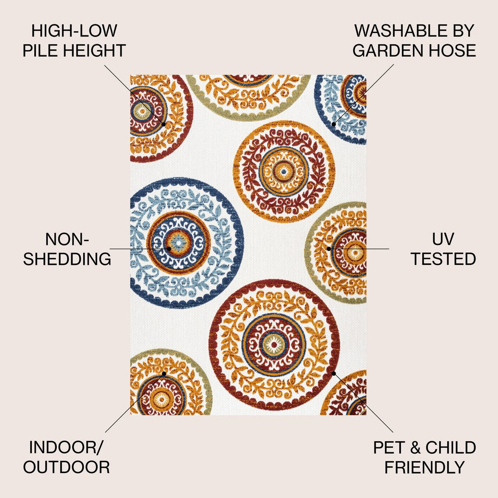 Tauranga Circus Medallion High-Low Indoor/Outdoor Area Rug
