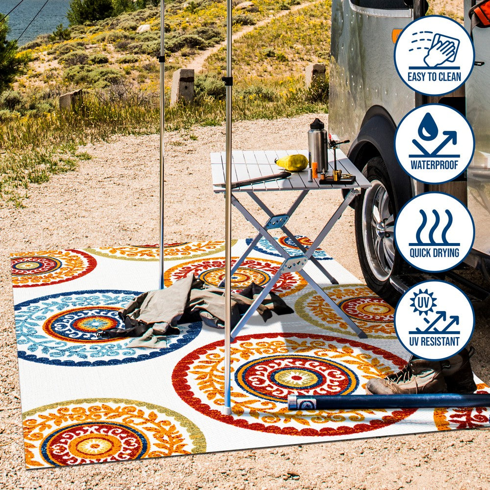 Tauranga Circus Medallion High-Low Indoor/Outdoor Area Rug