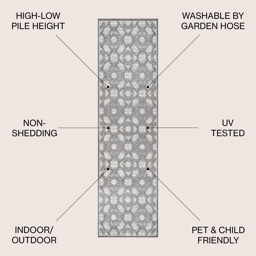 Lower Gallia Tile Trellis High-Low Indoor/Outdoor Area Rug