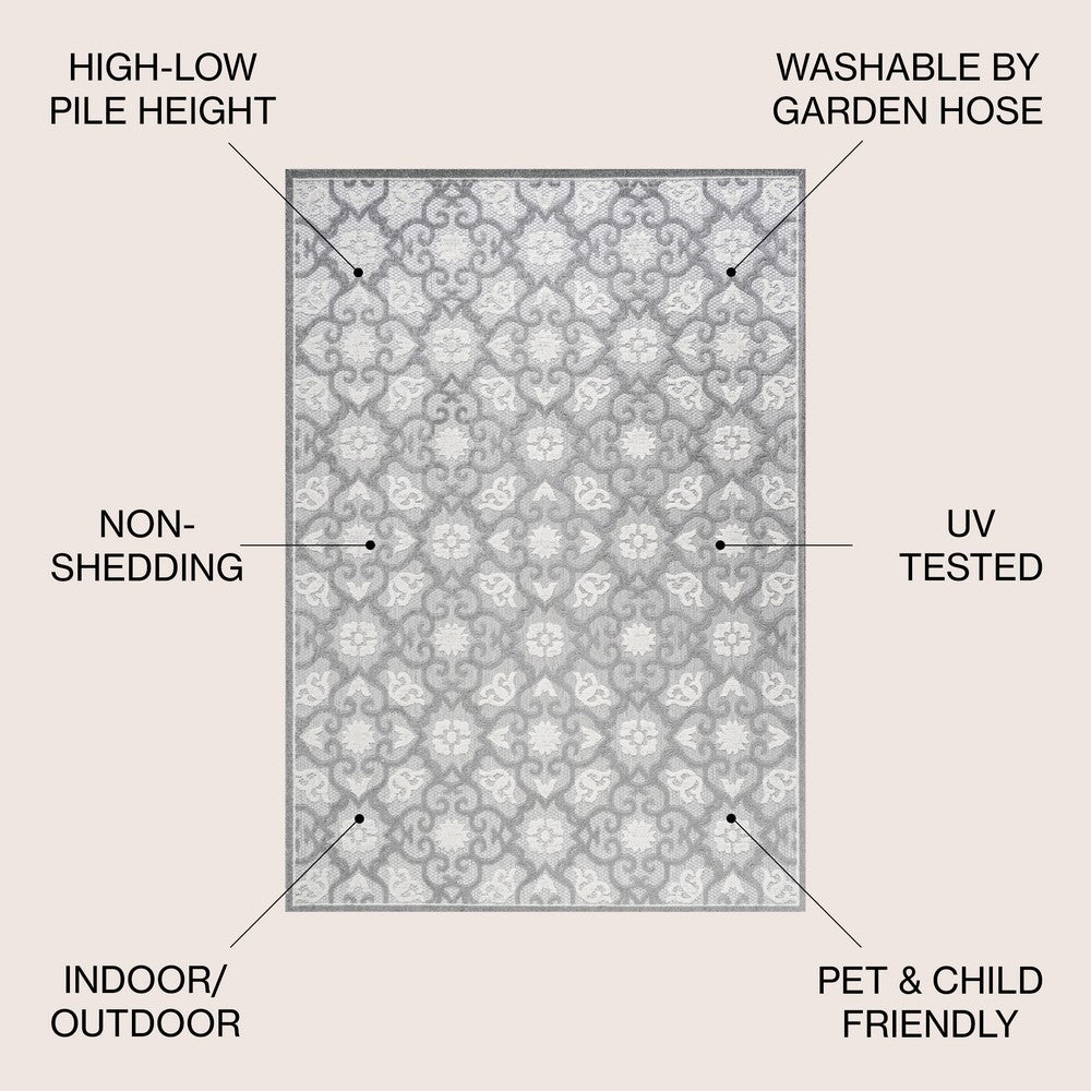 Lower Gallia Tile Trellis High-Low Indoor/Outdoor Area Rug