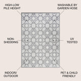 Lower Gallia Tile Trellis High-Low Indoor/Outdoor Area Rug