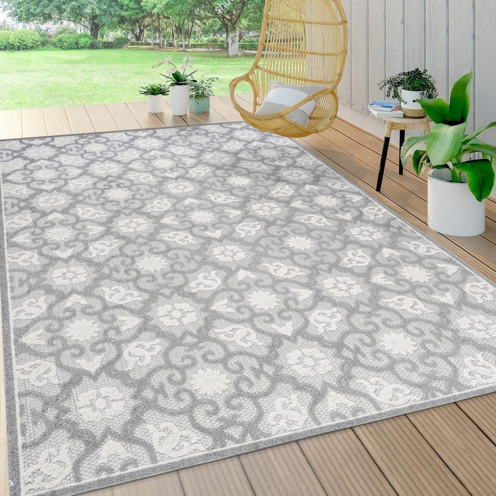 Lower Gallia Tile Trellis High-Low Indoor/Outdoor Area Rug